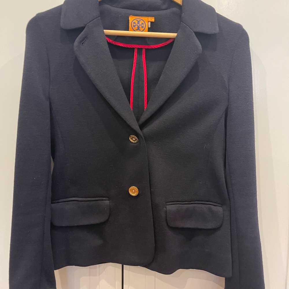 Tory Burch Classic Knit blazer navy blue size medium